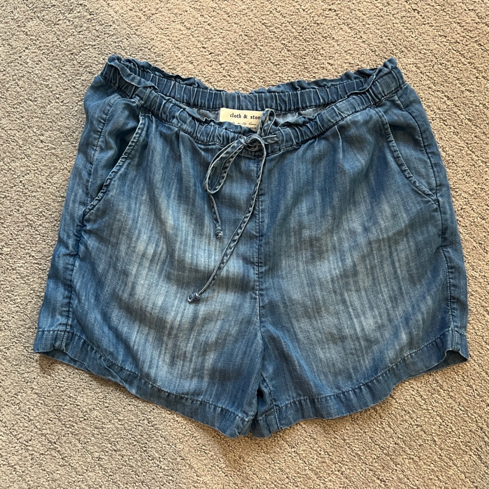 Anthropologie Cloth and Stone drawstring denim chambray shorts size small